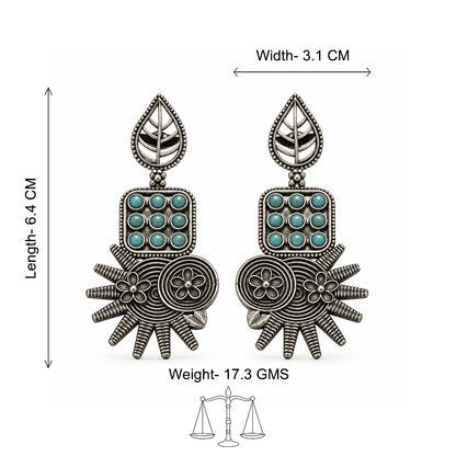 Pallavi – Silver Brass Oxidised Dangler Earrings