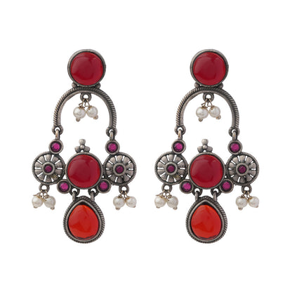 Rasdhara – Silver Brass Oxidised Dangler Earrings