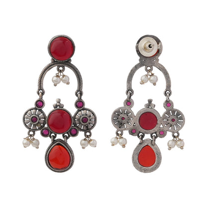 Rasdhara – Silver Brass Oxidised Dangler Earrings
