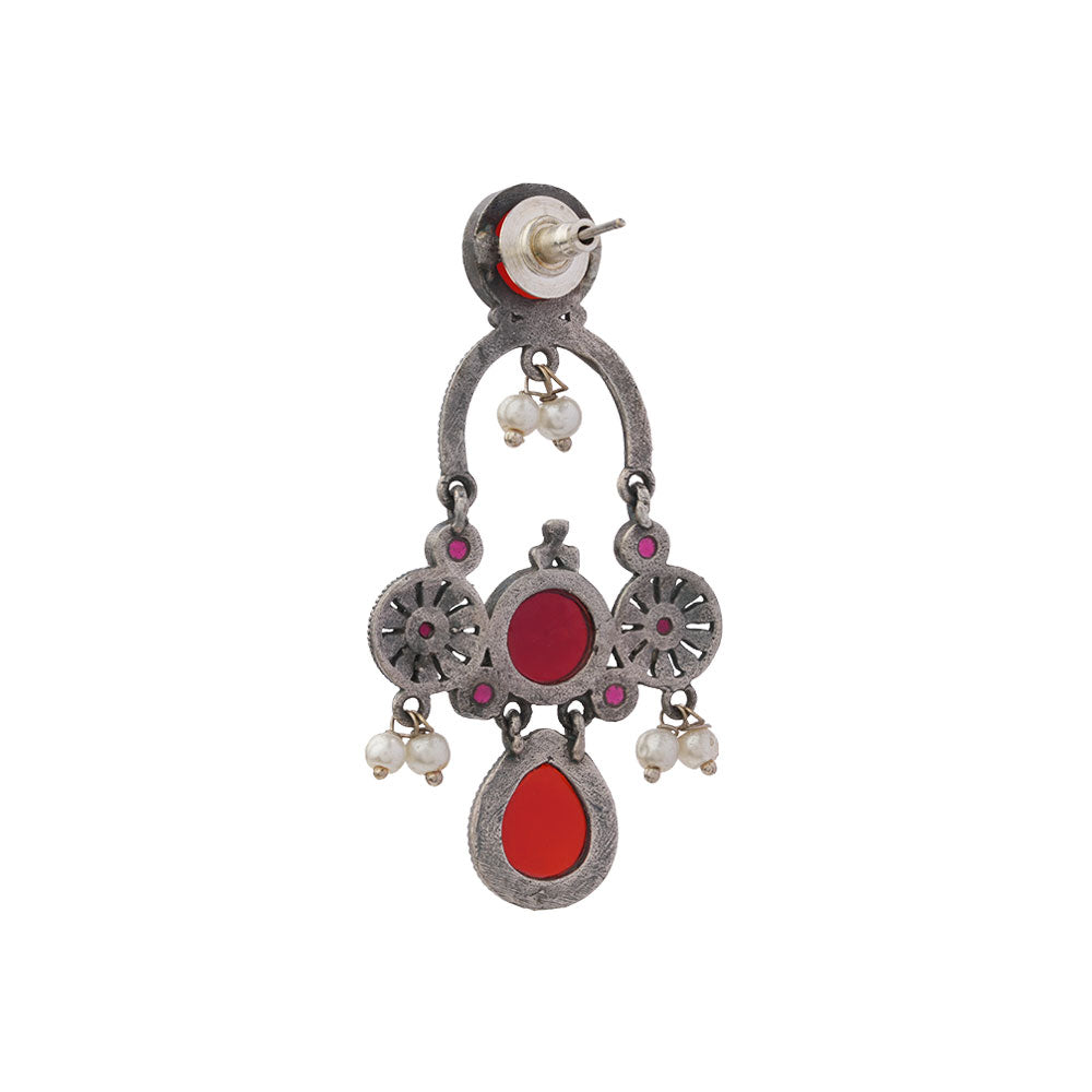 Rasdhara – Silver Brass Oxidised Dangler Earrings