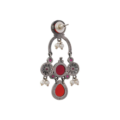 Rasdhara – Silver Brass Oxidised Dangler Earrings