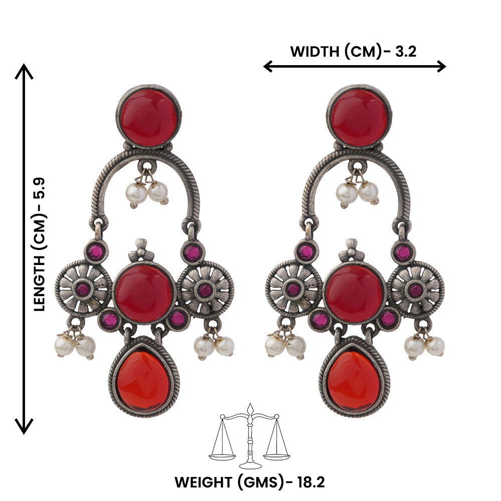Rasdhara – Silver Brass Oxidised Dangler Earrings