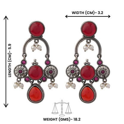 Rasdhara – Silver Brass Oxidised Dangler Earrings