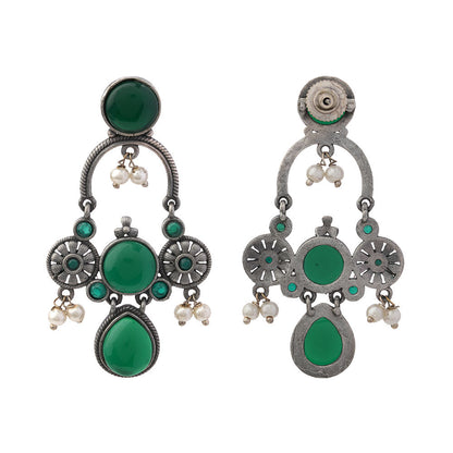 Rasdhara – Silver Brass Oxidised Dangler Earrings