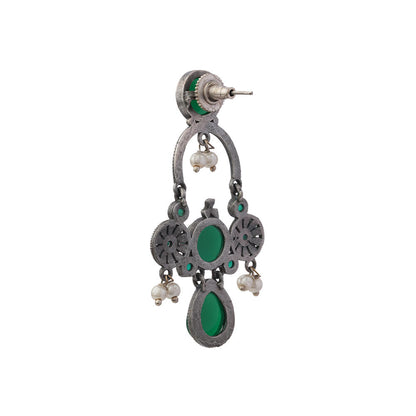 Rasdhara – Silver Brass Oxidised Dangler Earrings