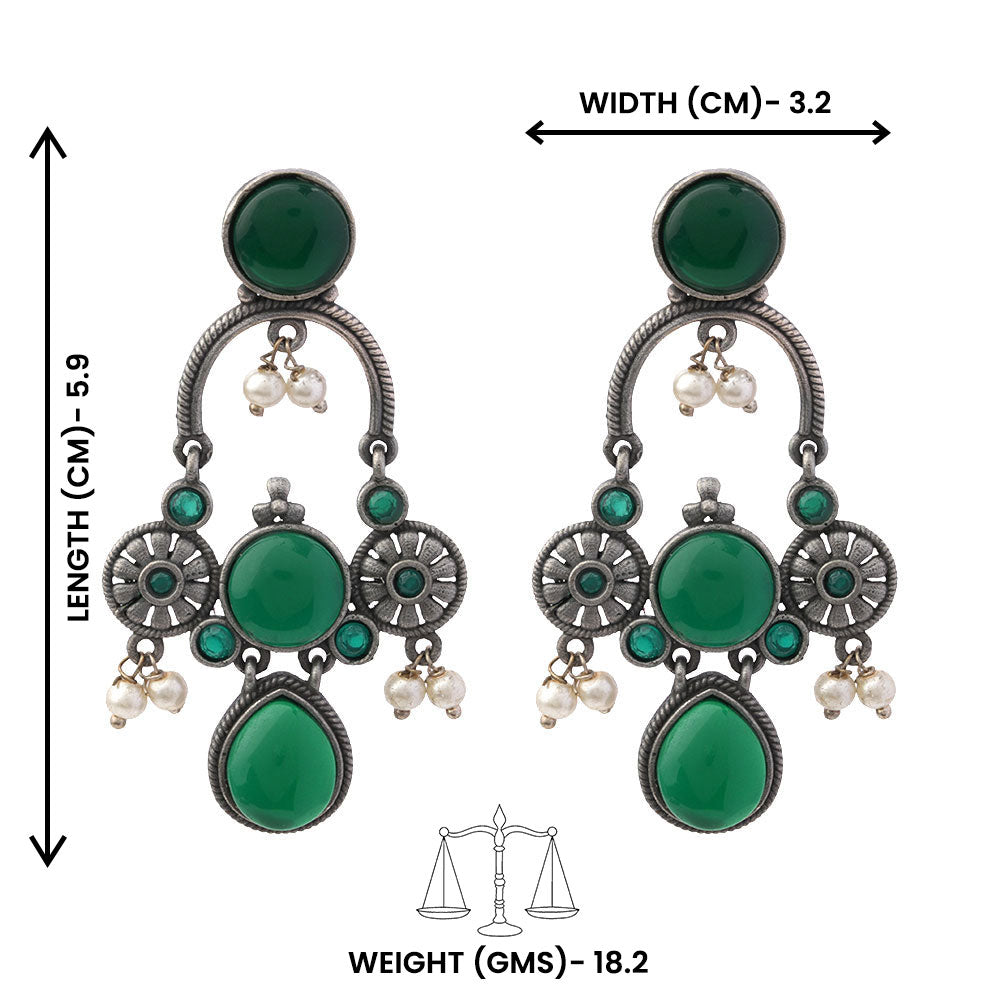 Rasdhara – Silver Brass Oxidised Dangler Earrings