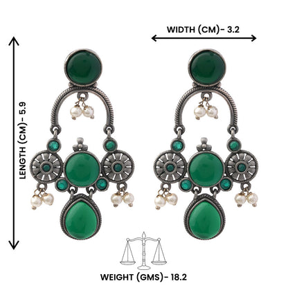 Rasdhara – Silver Brass Oxidised Dangler Earrings