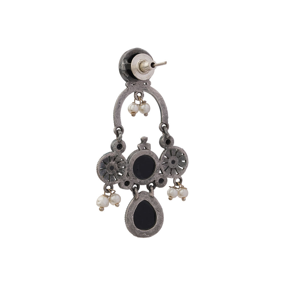 Rasdhara – Silver Brass Oxidised Dangler Earrings
