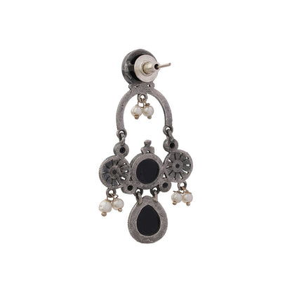 Rasdhara – Silver Brass Oxidised Dangler Earrings