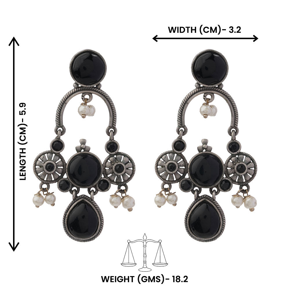 Rasdhara – Silver Brass Oxidised Dangler Earrings
