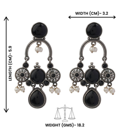 Rasdhara – Silver Brass Oxidised Dangler Earrings