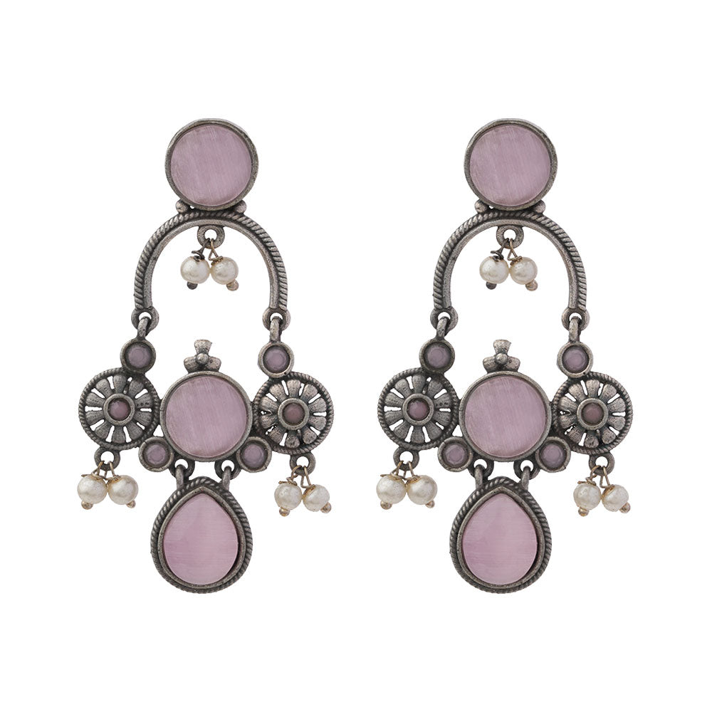 Rasdhara – Silver Brass Oxidised Dangler Earrings