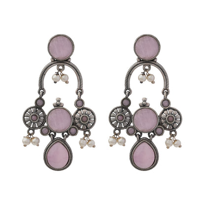 Rasdhara – Silver Brass Oxidised Dangler Earrings