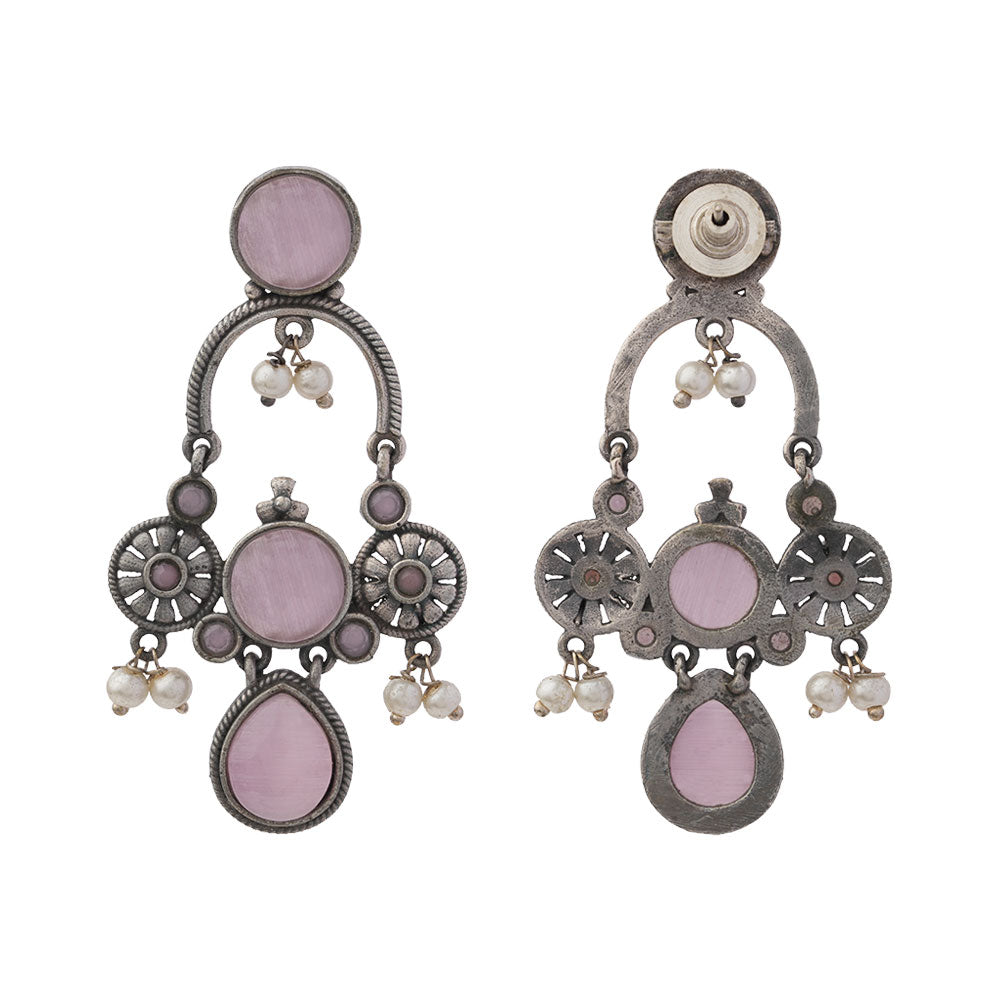 Rasdhara – Silver Brass Oxidised Dangler Earrings