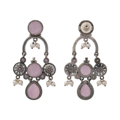 Rasdhara – Silver Brass Oxidised Dangler Earrings
