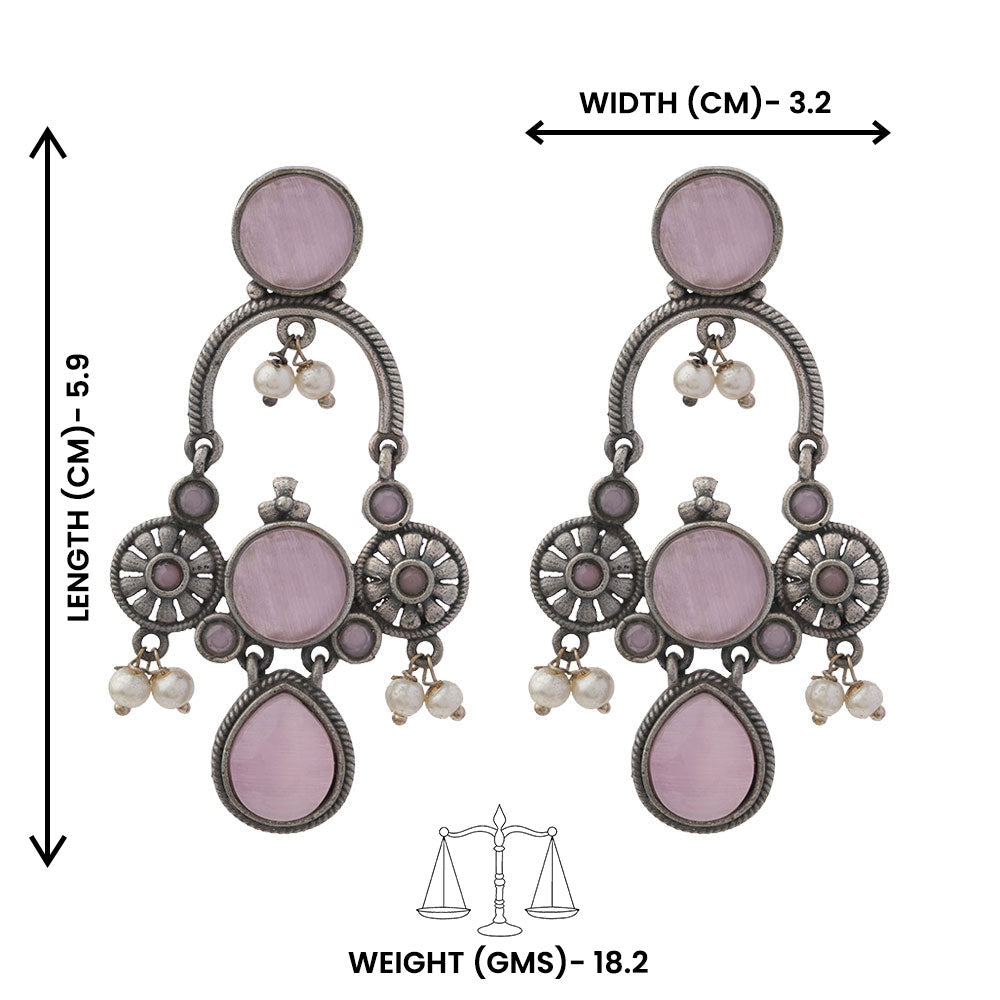 Rasdhara – Silver Brass Oxidised Dangler Earrings