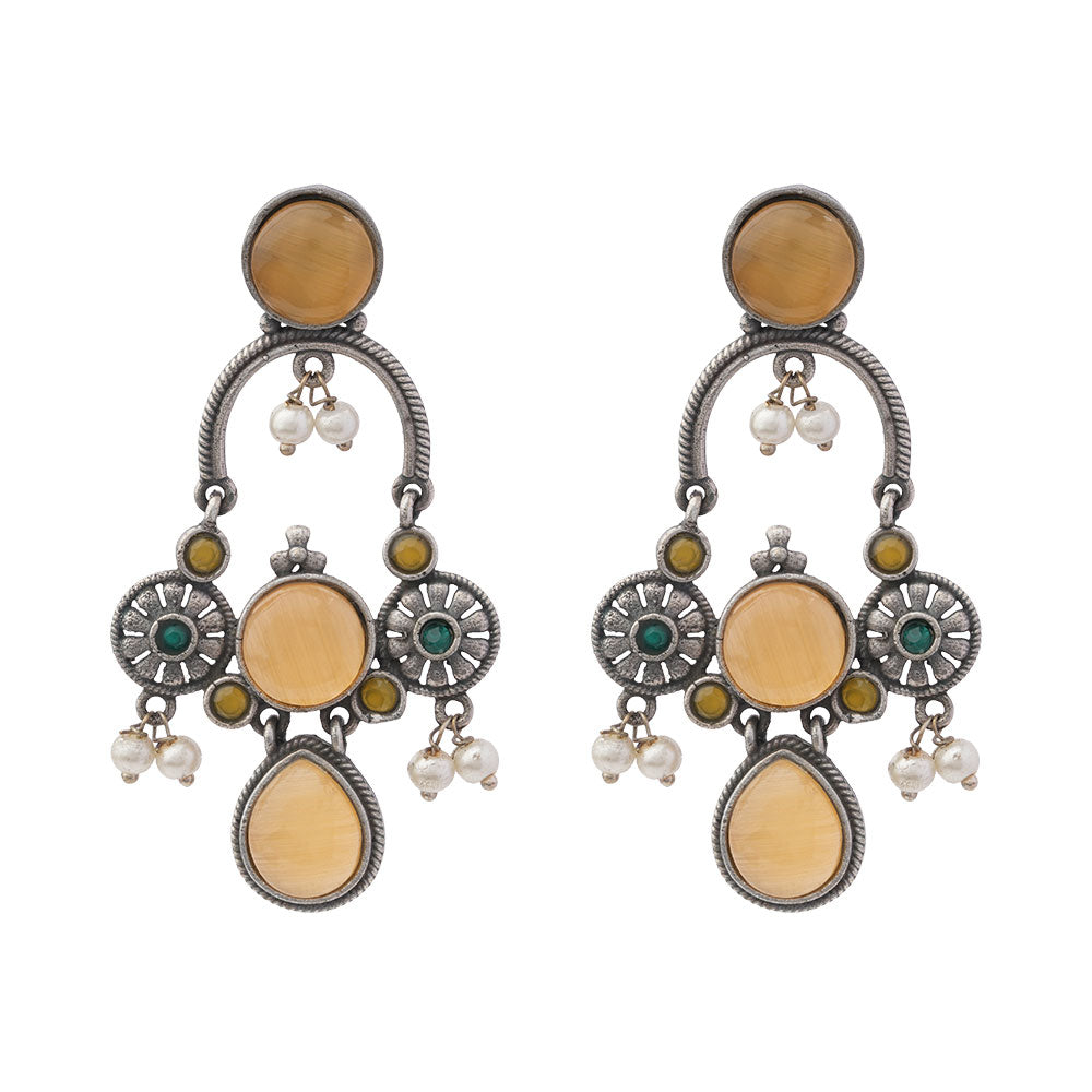 Rasdhara – Silver Brass Oxidised Dangler Earrings