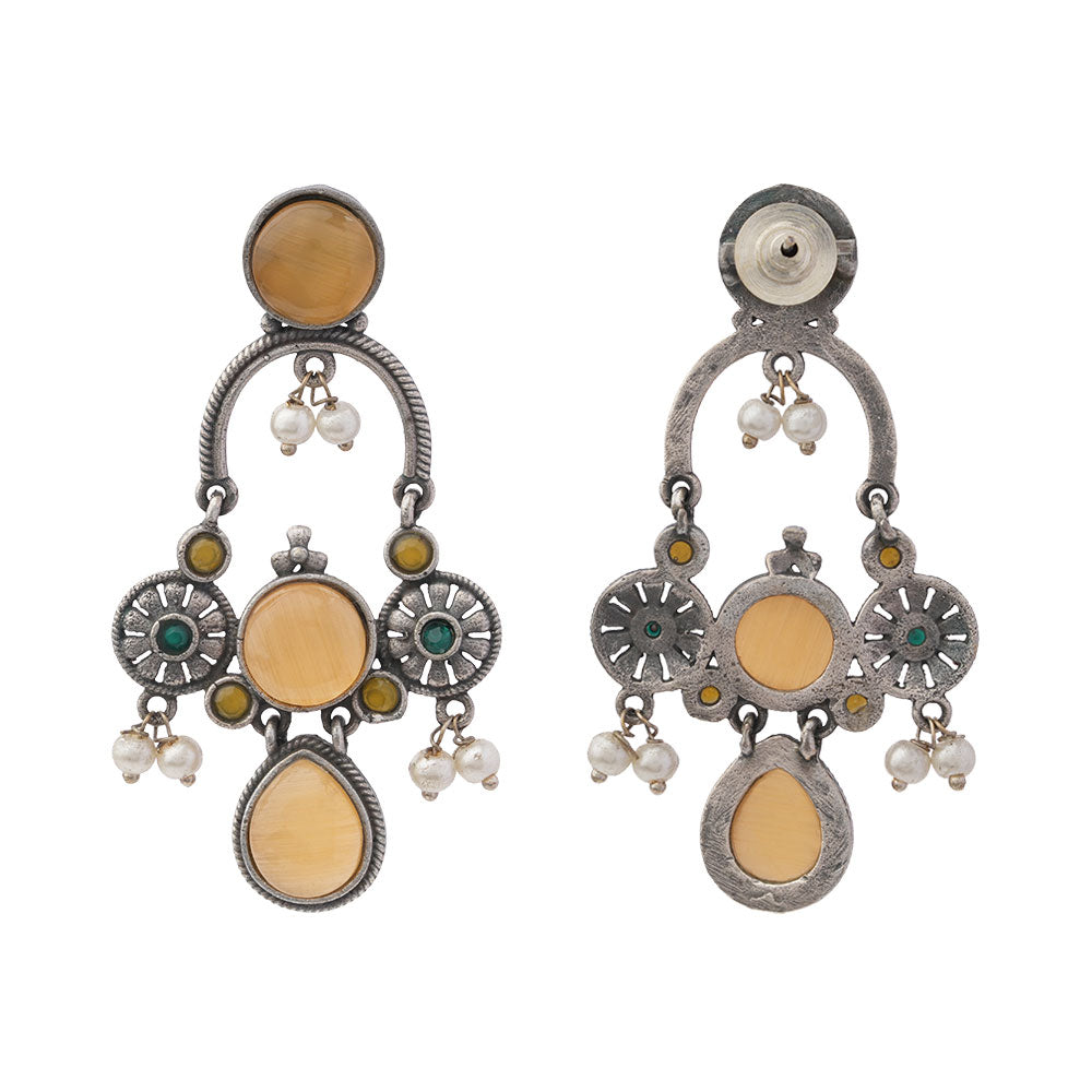Rasdhara – Silver Brass Oxidised Dangler Earrings