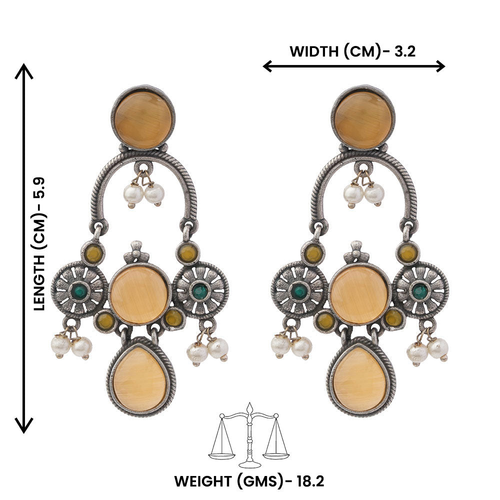 Rasdhara – Silver Brass Oxidised Dangler Earrings