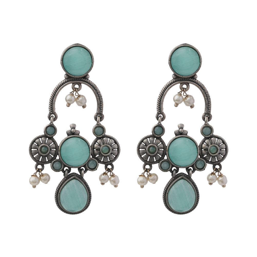 Rasdhara – Silver Brass Oxidised Dangler Earrings