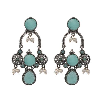 Rasdhara – Silver Brass Oxidised Dangler Earrings