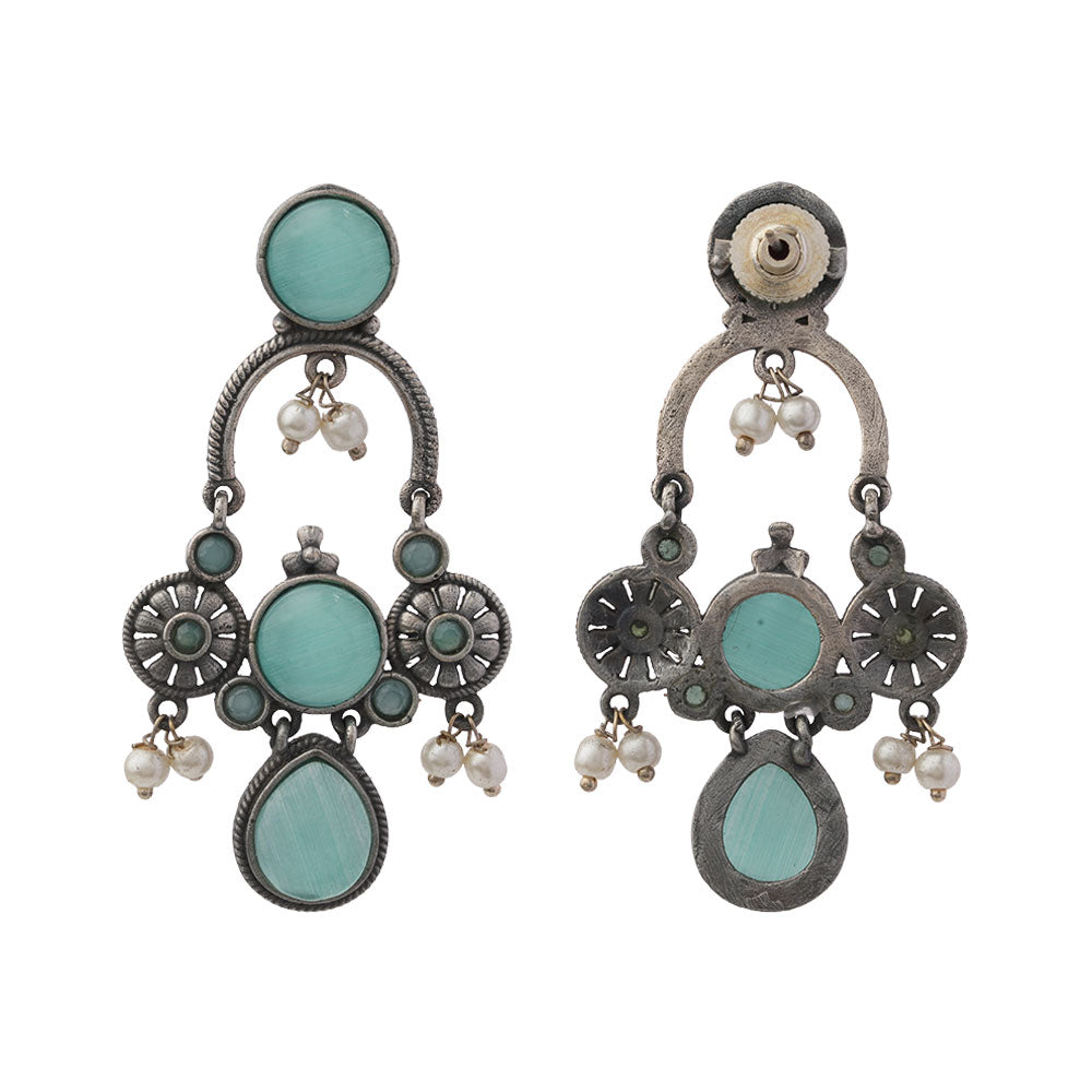Rasdhara – Silver Brass Oxidised Dangler Earrings