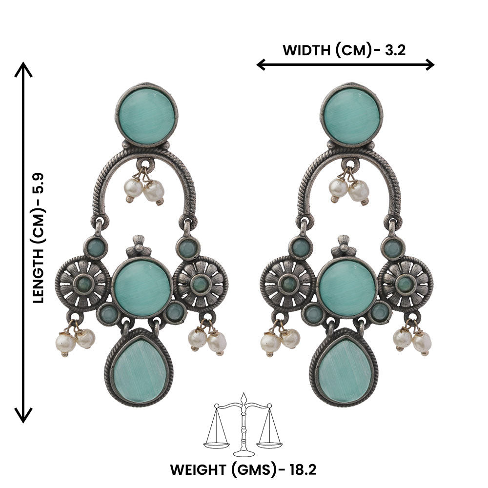 Rasdhara – Silver Brass Oxidised Dangler Earrings