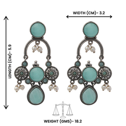 Rasdhara – Silver Brass Oxidised Dangler Earrings