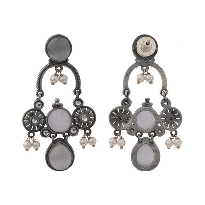 Rasdhara – Silver Brass Oxidised Dangler Earrings