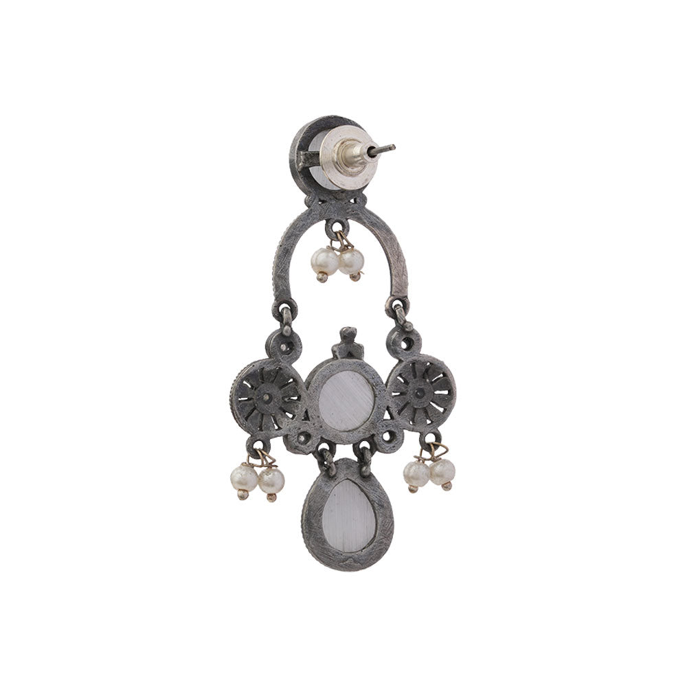 Rasdhara – Silver Brass Oxidised Dangler Earrings
