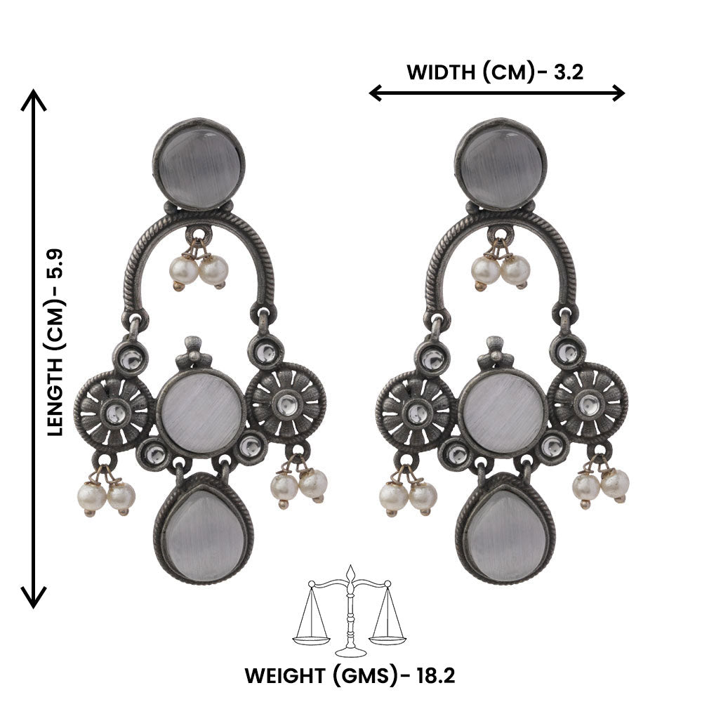 Rasdhara – Silver Brass Oxidised Dangler Earrings
