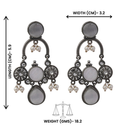 Rasdhara – Silver Brass Oxidised Dangler Earrings