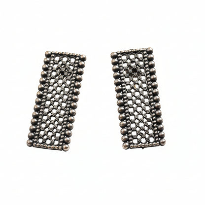 Vijaya- Silver Oxidised stud earrings