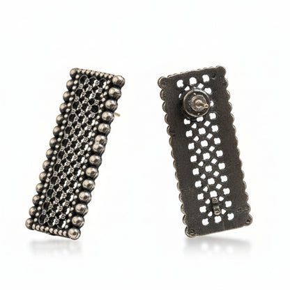Vijaya- Silver Oxidised stud earrings