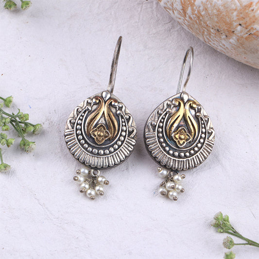 Shahi Nishaan - Silver Brass oxidised dangler earrings