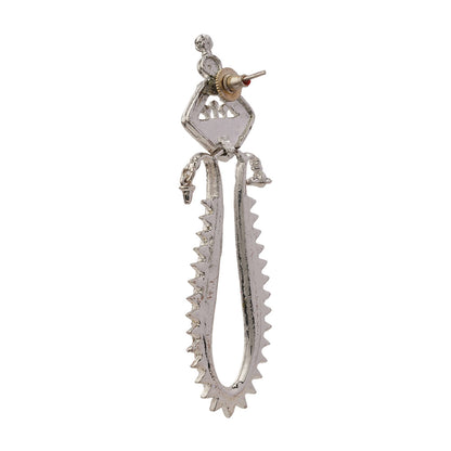 Lavanya - Silver Brass Oxidised Stud Dangler Earrings