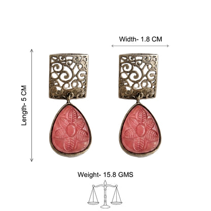Kiyaa- Stone studded dangler earrings(Red)