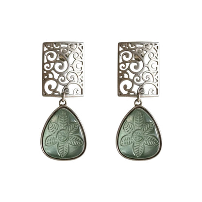 Kiyaa- Stone studded dangler earrings(Mint)