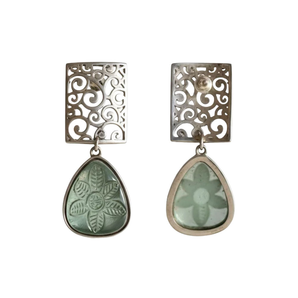 Kiyaa- Stone studded dangler earrings(Mint)