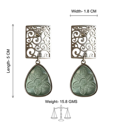 Kiyaa- Stone studded dangler earrings(Mint)