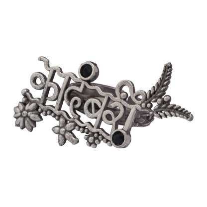 kadambari- Silver oxidised ring