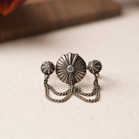 Mrigaa- Silver oxidised ring