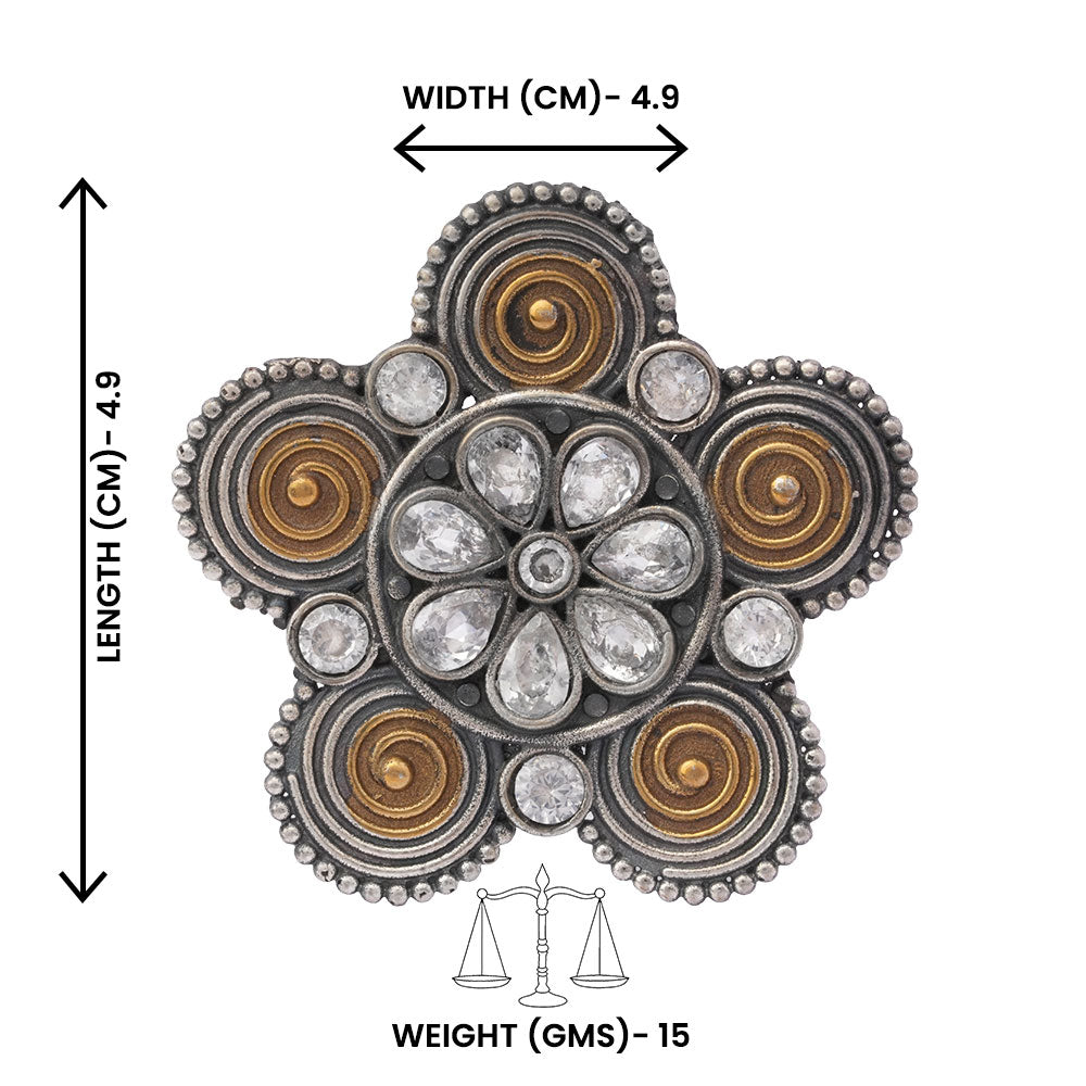 Kumudini-Silver oxidised ring