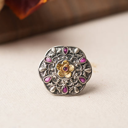 Vasanti – Silver Oxidised Adjustable Ring