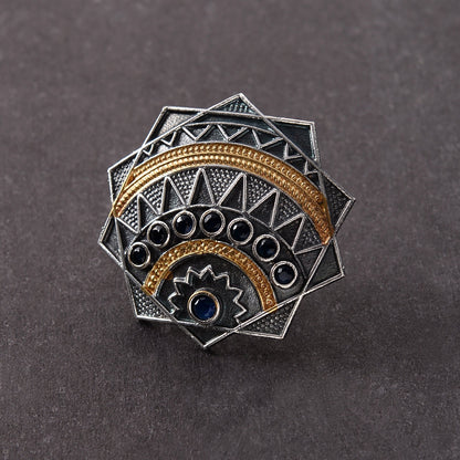Pravya- Silver oxidised ring