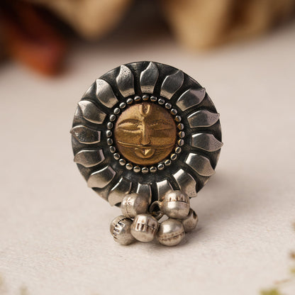 Aditya- Silver oxidised ring