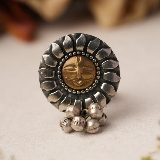 Aditya- Silver oxidised ring