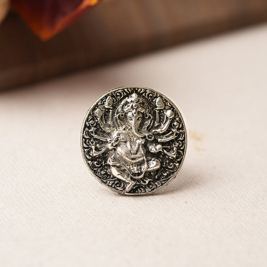 Ekadanta- Silver oxidised ring