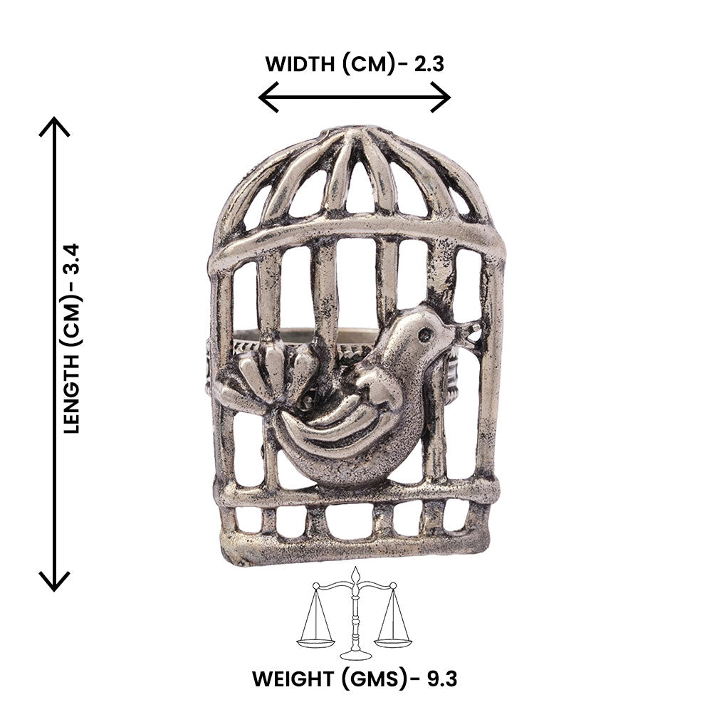Sanjeera- Silver oxidised ring