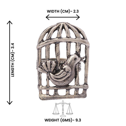 Sanjeera- Silver oxidised ring